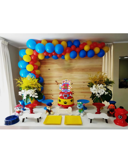 Paw Patrol Birthday Cake Topper, Glittery Number 4 Happy Birthday Decoration with Cute Puppy Heroes for 4th Birthday Party Supplies, Kids Cartoon Themed Cake Decor