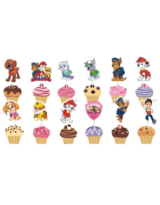 Dog Cupcake Toppers,paw cupcake toppers,paw patrol cupcake picks,puppy cupcake decorations 36pcs