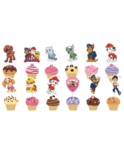 Dog Cupcake Toppers,paw cupcake toppers,paw patrol cupcake picks,puppy cupcake decorations 36pcs