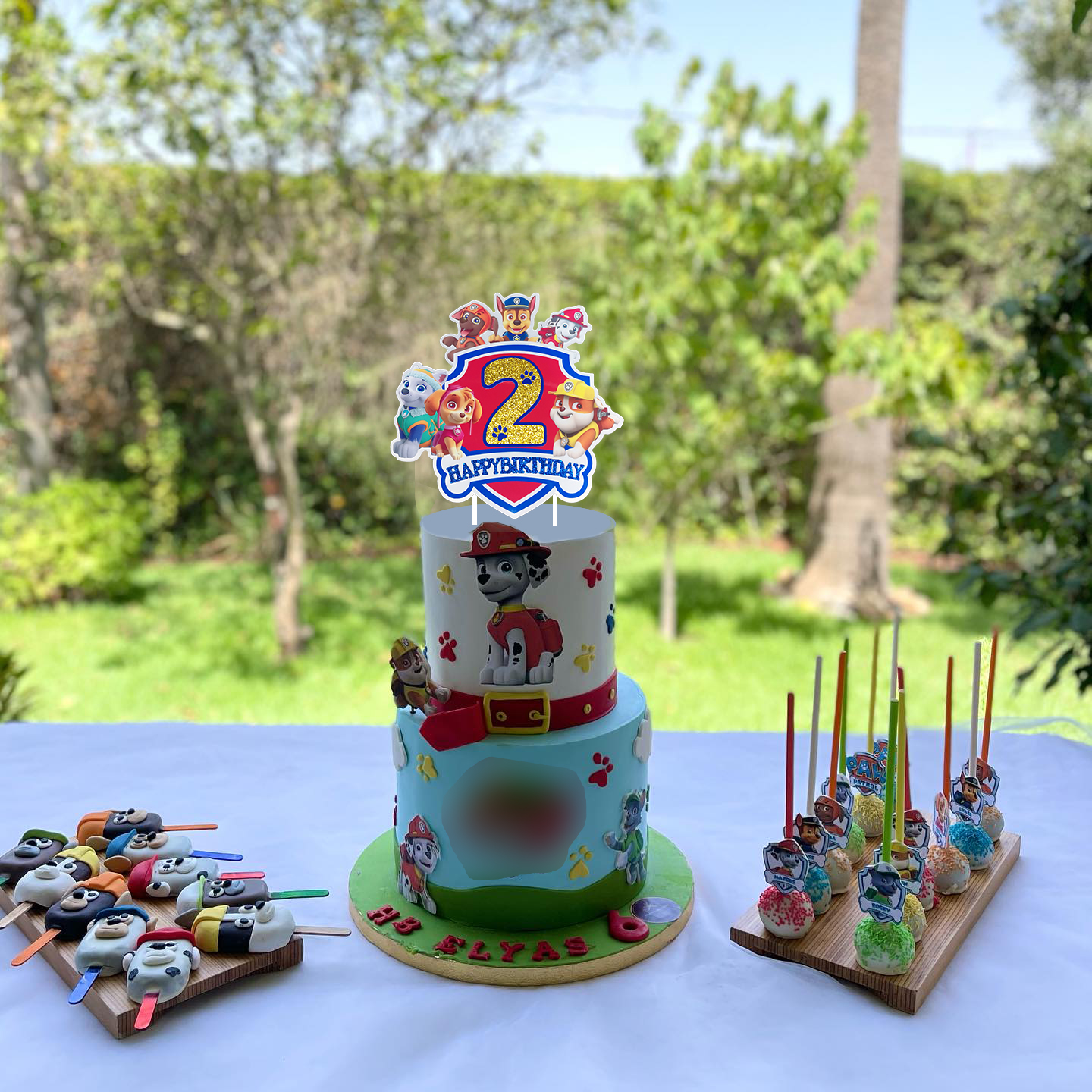 Paw Patrol Birthday Cake Topper, Glittery Number 2 Happy Birthday Cake Decoration with Paw Patrol Characters, Perfect for 2nd Birthday Party Supplies, Kids Cartoon Themed Party Decor - Image 5